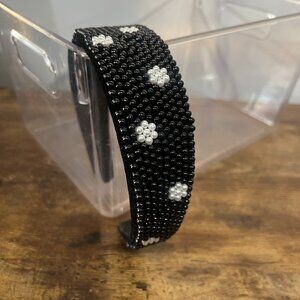 Beaded Polka Dot Black and White Headband
